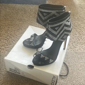 Aldo Black and Silver Women's Heels